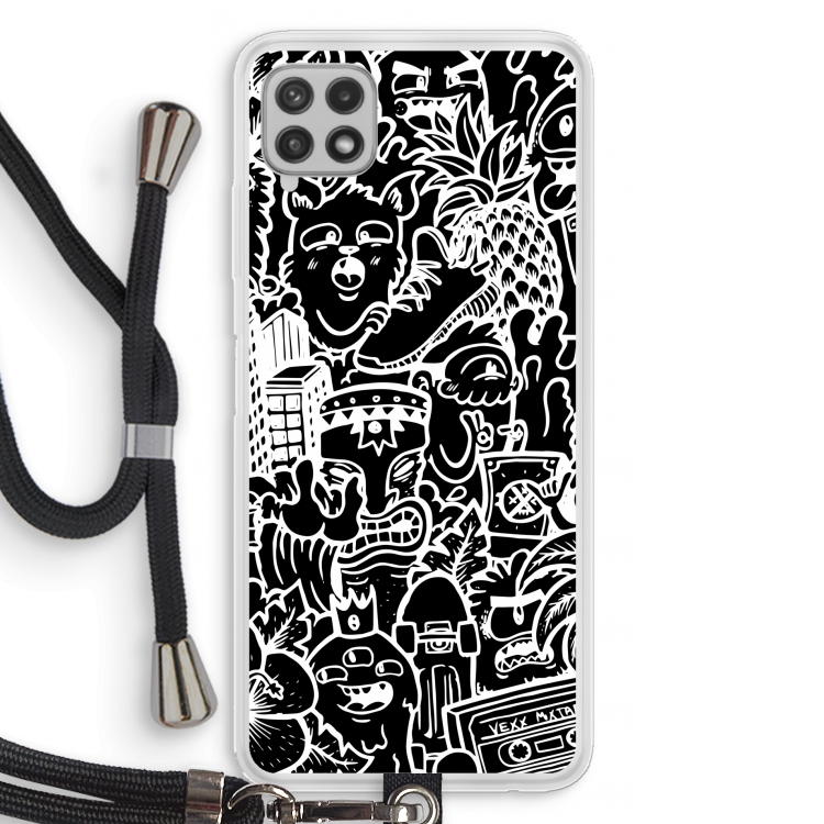Vexx Black Mixtape: Samsung Galaxy A22 4G Transparant Hoesje met koord