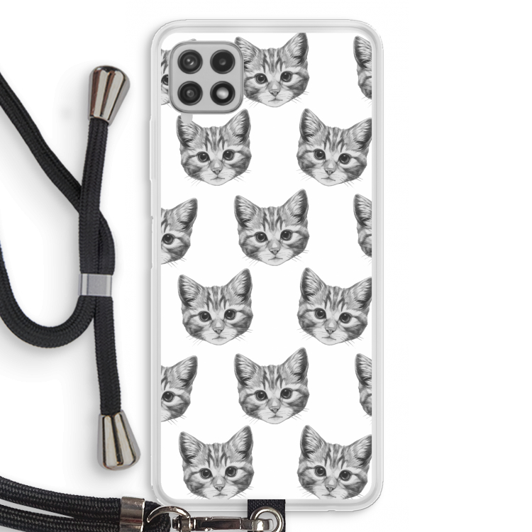 Kitten: Samsung Galaxy A22 4G Transparant Hoesje met koord