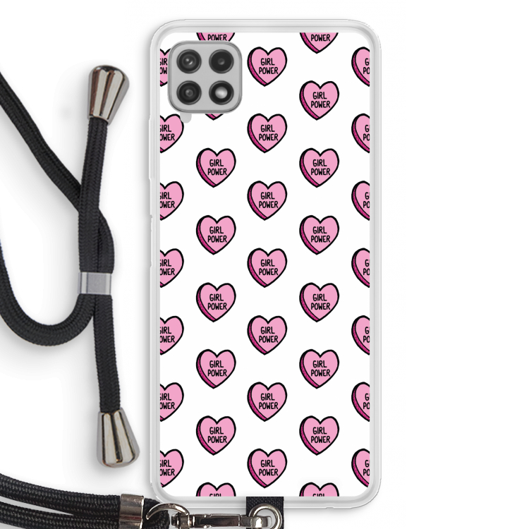 GIRL POWER: Samsung Galaxy A22 4G Transparant Hoesje met koord