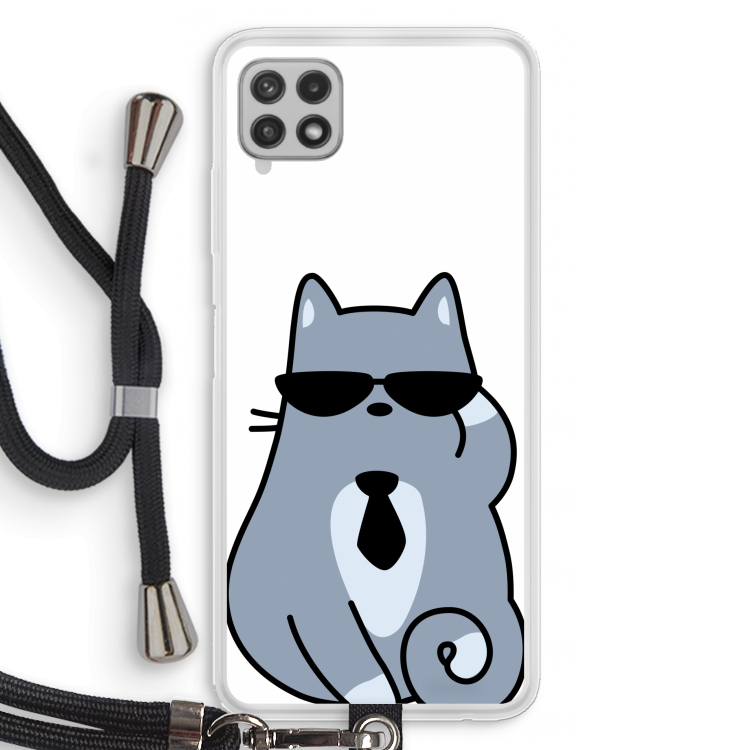 Cool cat: Samsung Galaxy A22 4G Transparant Hoesje met koord