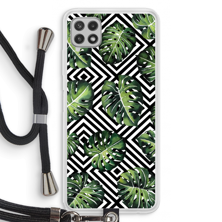 Geometrische jungle: Samsung Galaxy A22 4G Transparant Hoesje met koord