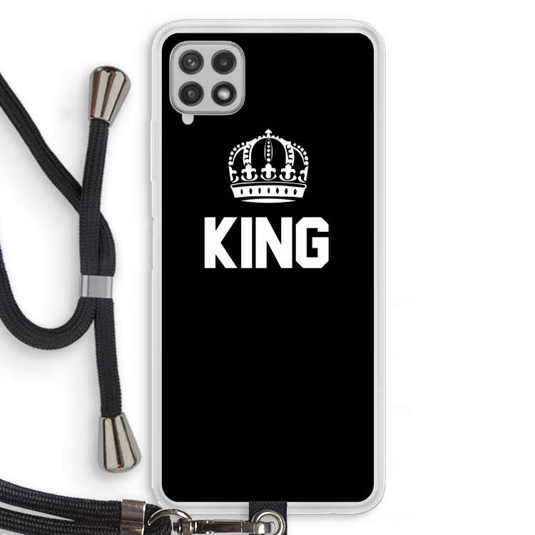 King zwart: Samsung Galaxy A22 4G Transparant Hoesje met koord