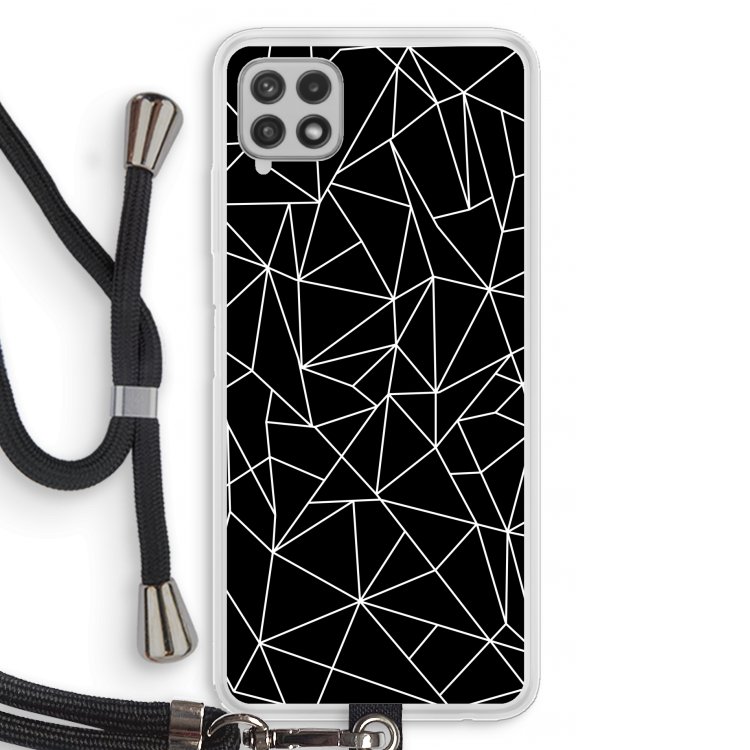 Geometrische lijnen wit: Samsung Galaxy A22 4G Transparant Hoesje met koord