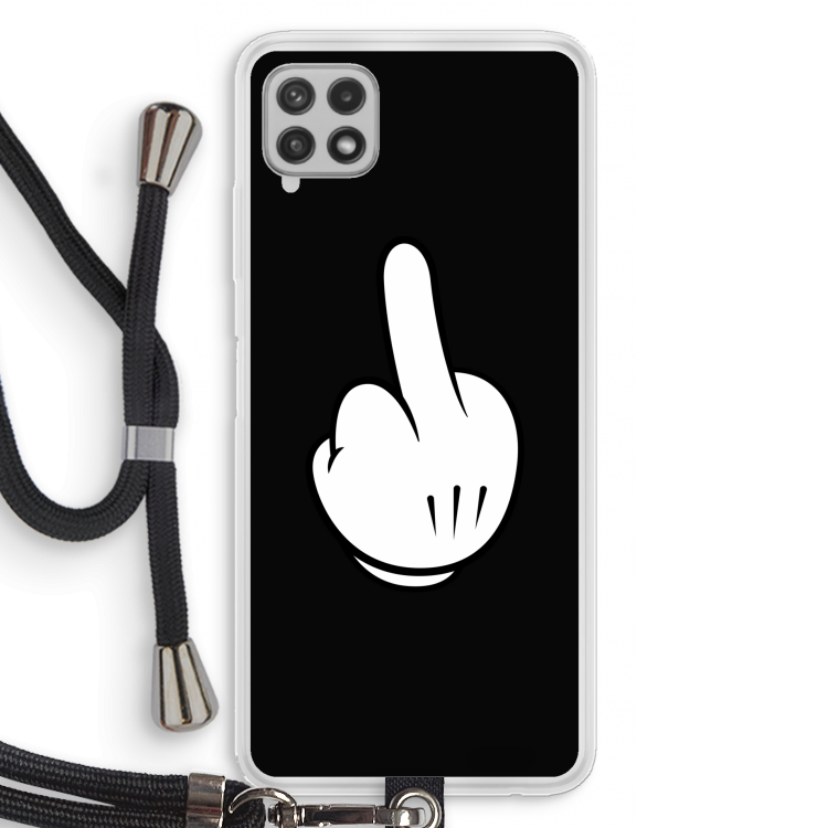 Middle finger black: Samsung Galaxy A22 4G Transparant Hoesje met koord
