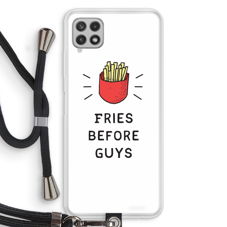 Fries before guys: Samsung Galaxy A22 4G Transparant Hoesje met koord