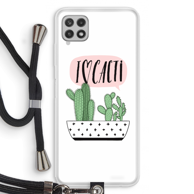 I love cacti: Samsung Galaxy A22 4G Transparant Hoesje met koord