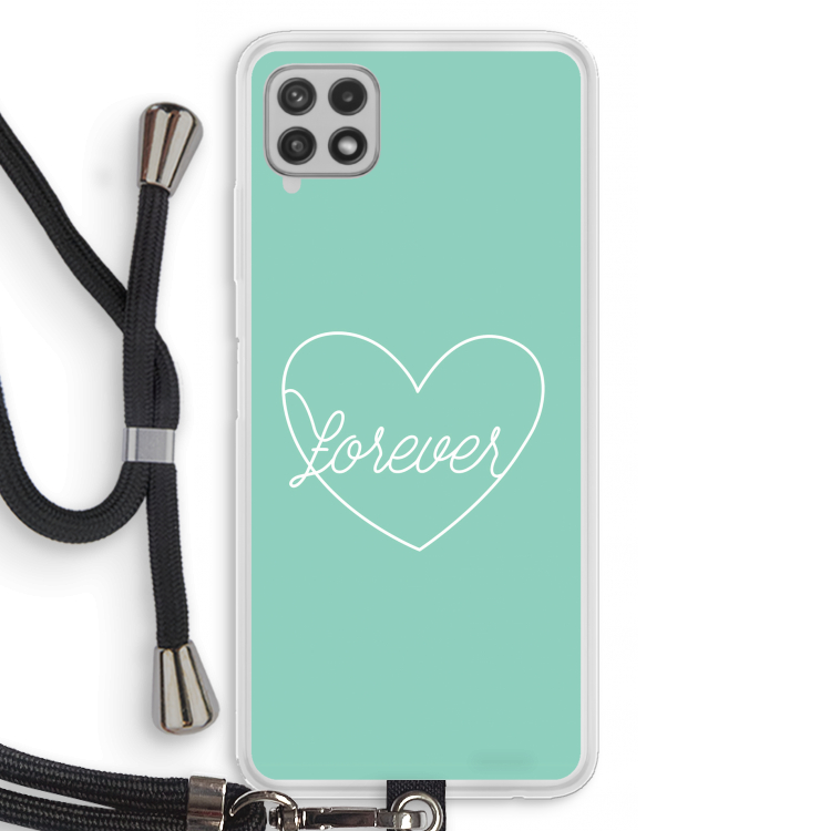 Forever heart pastel: Samsung Galaxy A22 4G Transparant Hoesje met koord