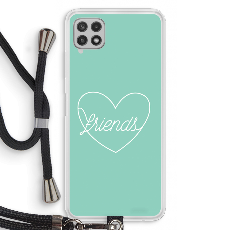 Friends heart pastel: Samsung Galaxy A22 4G Transparant Hoesje met koord