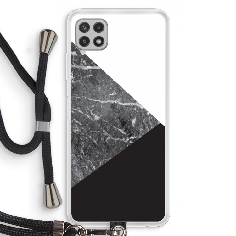 Combinatie marmer: Samsung Galaxy A22 4G Transparant Hoesje met koord