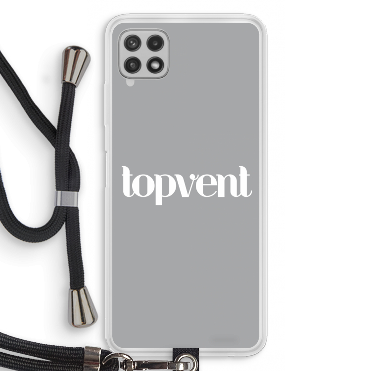 Topvent Grijs Wit: Samsung Galaxy A22 4G Transparant Hoesje met koord