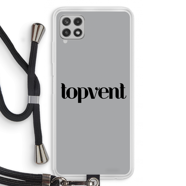 Topvent Grijs Zwart: Samsung Galaxy A22 4G Transparant Hoesje met koord