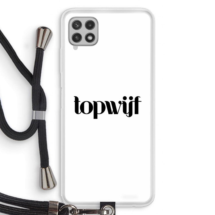 Topwijf Wit: Samsung Galaxy A22 4G Transparant Hoesje met koord