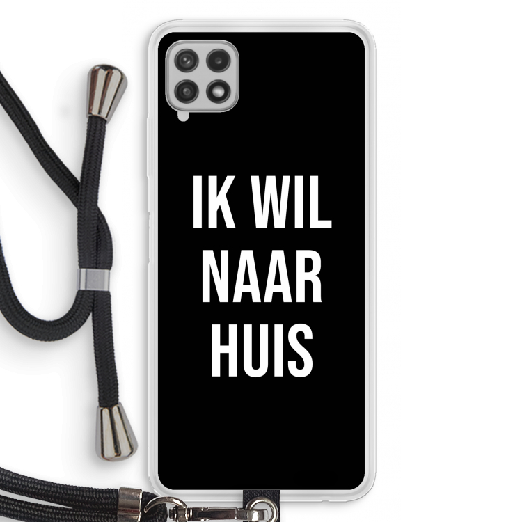 Ik wil naar huis - Zwart: Samsung Galaxy A22 4G Transparant Hoesje met koord