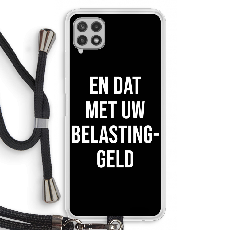 Belastinggeld - Zwart: Samsung Galaxy A22 4G Transparant Hoesje met koord