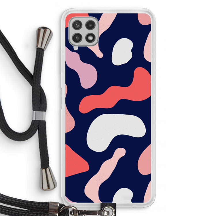 Memphis Shapes Pink: Samsung Galaxy A22 4G Transparant Hoesje met koord