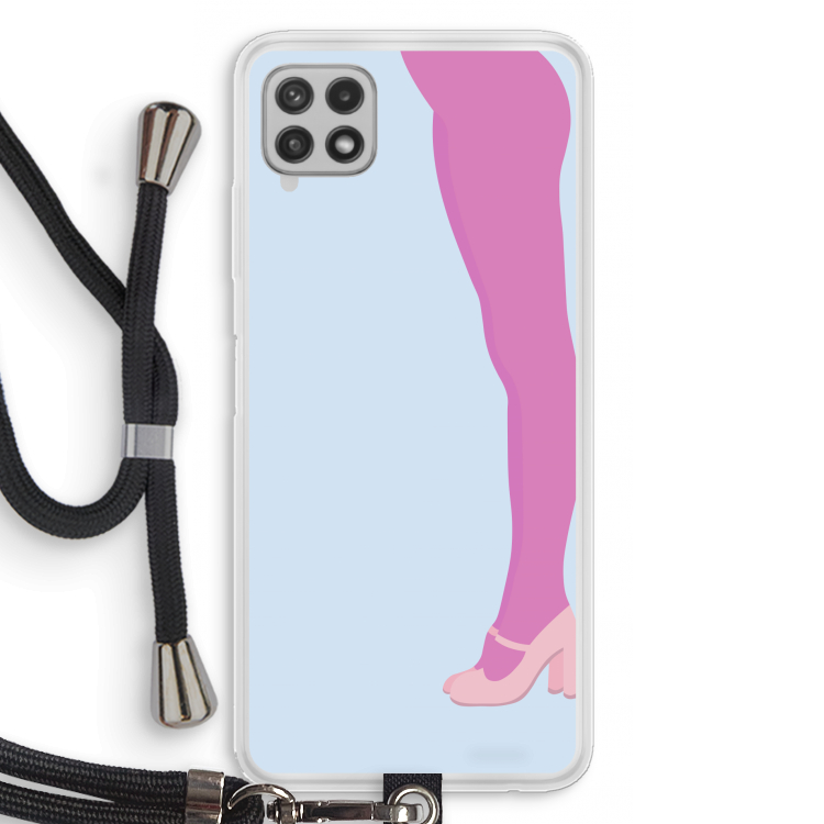 Pink panty: Samsung Galaxy A22 4G Transparant Hoesje met koord