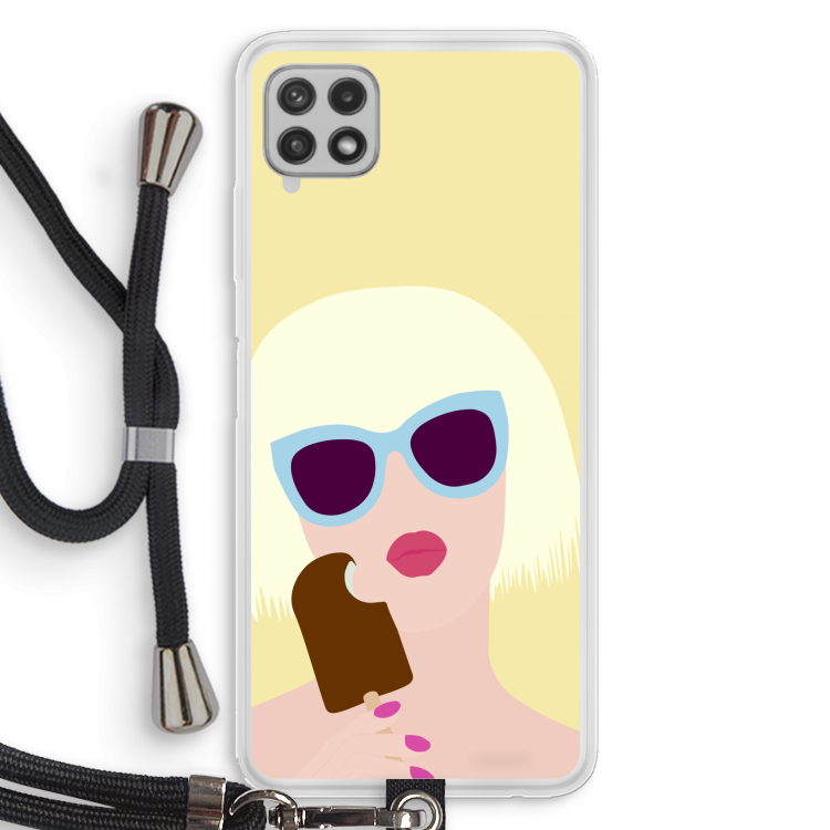Ice cream: Samsung Galaxy A22 4G Transparant Hoesje met koord