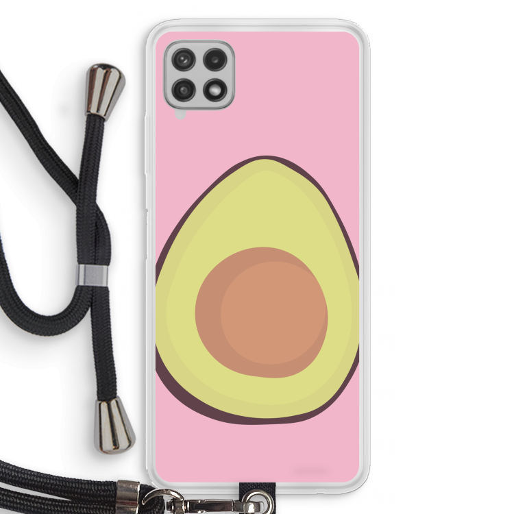 Avocado: Samsung Galaxy A22 4G Transparant Hoesje met koord