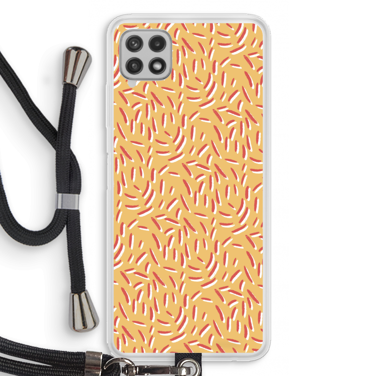 Camouflage: Samsung Galaxy A22 4G Transparant Hoesje met koord