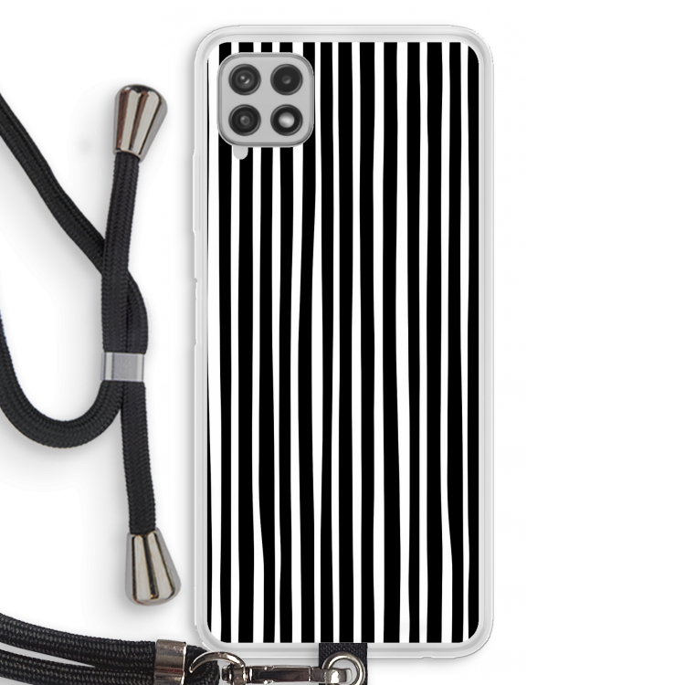 Stripes: Samsung Galaxy A22 4G Transparant Hoesje met koord