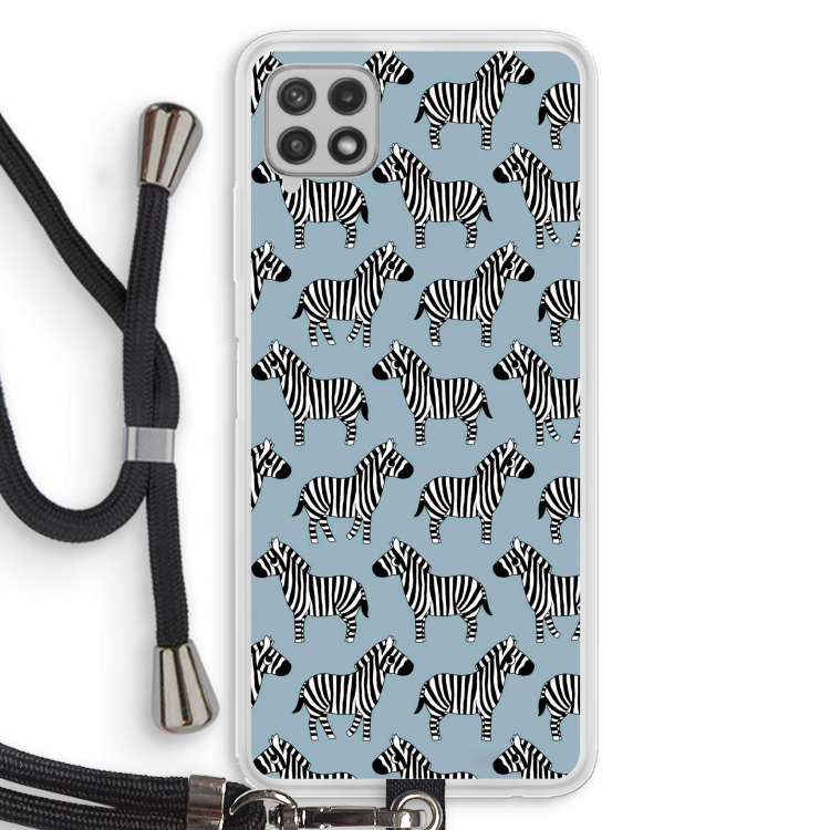 Zebra: Samsung Galaxy A22 4G Transparant Hoesje met koord