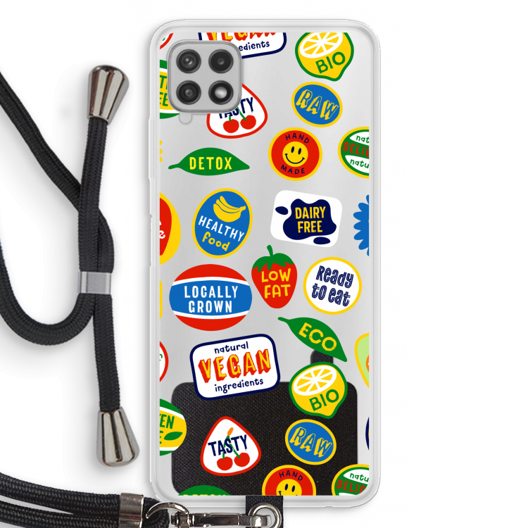 Fruitsticker: Samsung Galaxy A22 4G Transparant Hoesje met koord