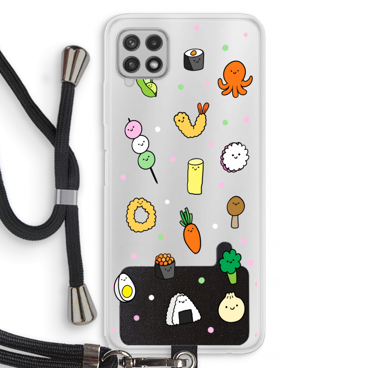 Happy bento friends: Samsung Galaxy A22 4G Transparant Hoesje met koord