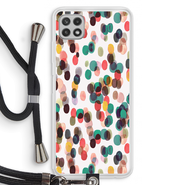 Tropical Dots: Samsung Galaxy A22 4G Transparant Hoesje met koord