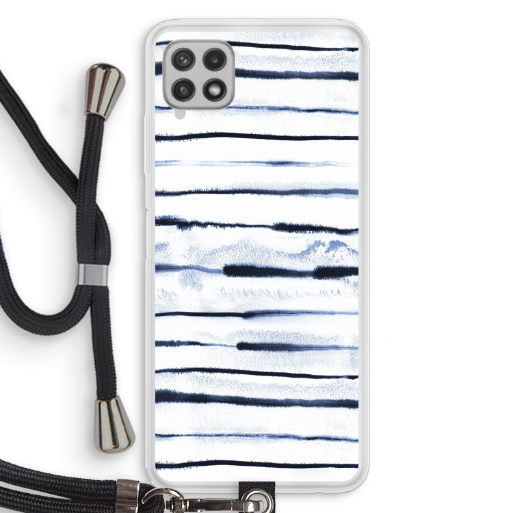 Ink Stripes: Samsung Galaxy A22 4G Transparant Hoesje met koord
