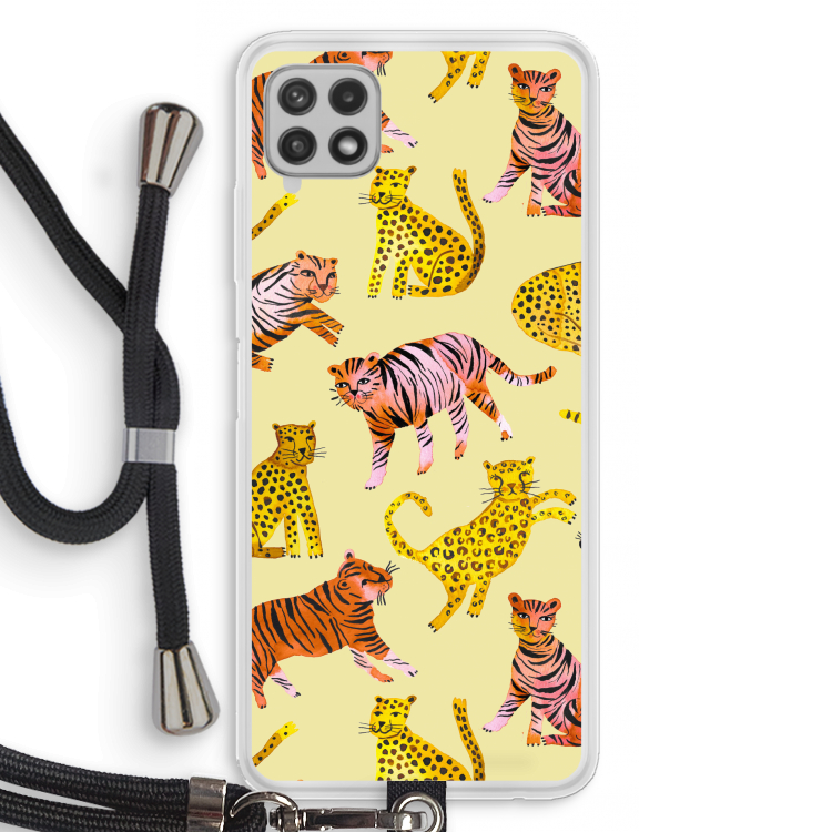 Cute Tigers and Leopards: Samsung Galaxy A22 4G Transparant Hoesje met koord