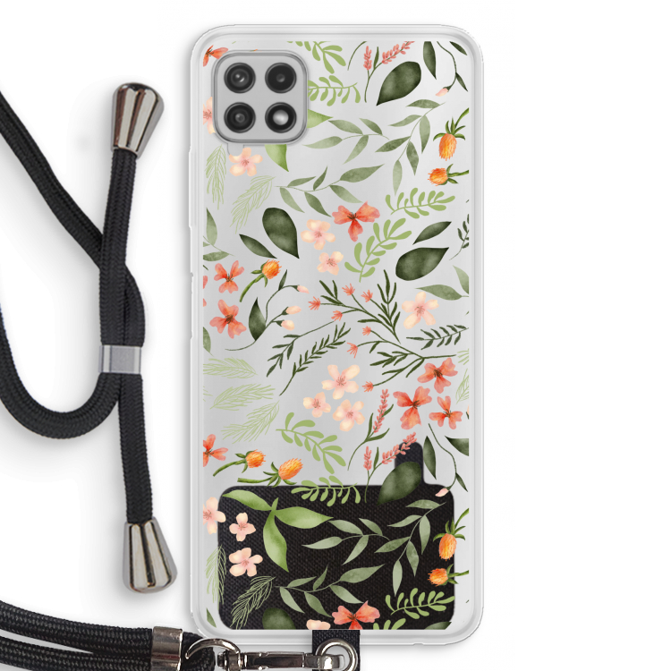 Sweet little flowers: Samsung Galaxy A22 4G Transparant Hoesje met koord