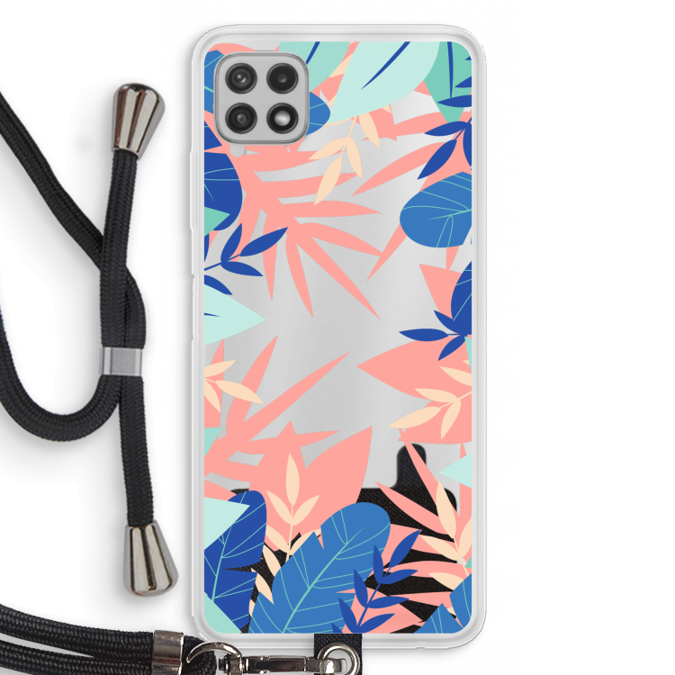 Tropisch: Samsung Galaxy A22 4G Transparant Hoesje met koord
