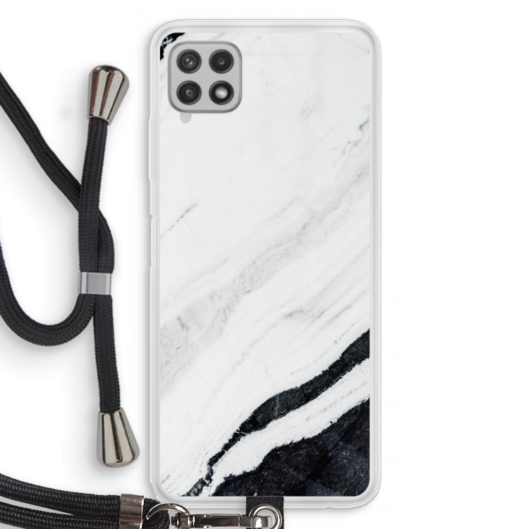 Elegante marmer: Samsung Galaxy A22 4G Transparant Hoesje met koord