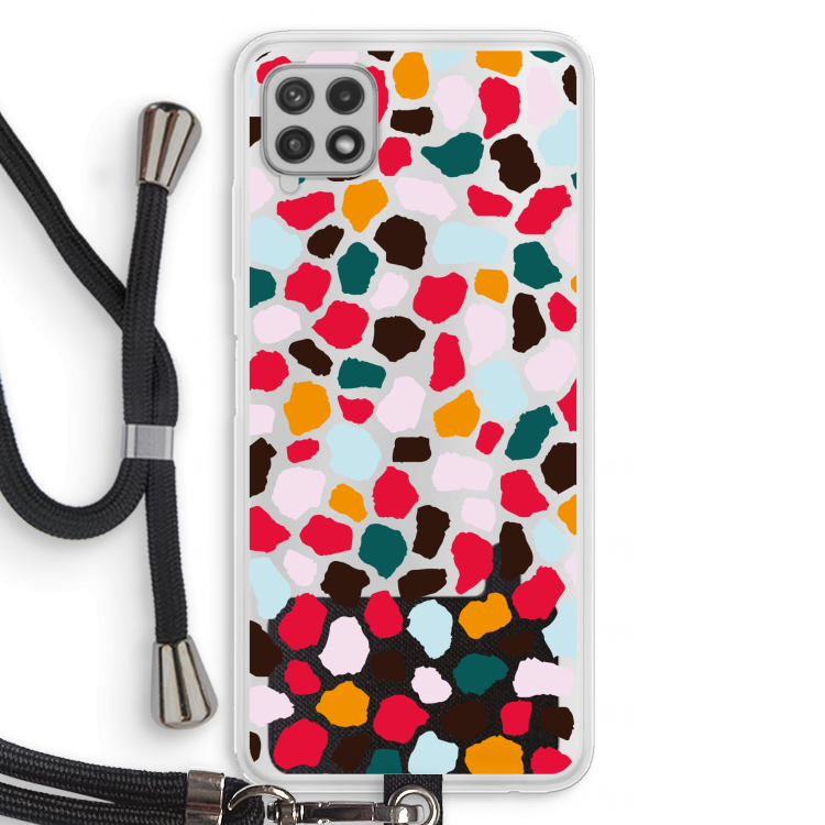 Colored Giraffe: Samsung Galaxy A22 4G Transparant Hoesje met koord