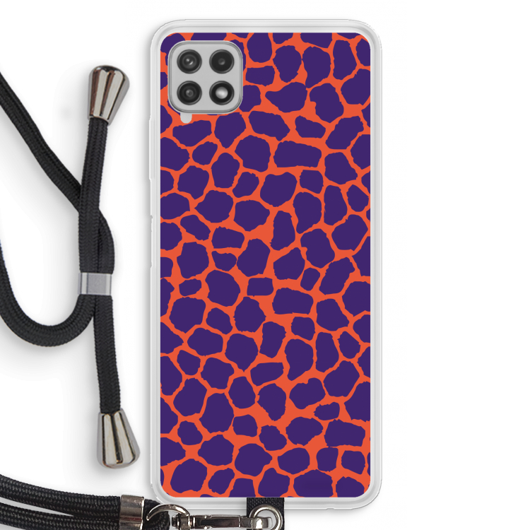 Purple Giraffe: Samsung Galaxy A22 4G Transparant Hoesje met koord
