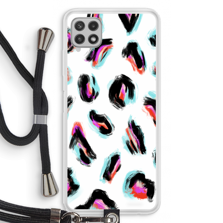 Cheetah color: Samsung Galaxy A22 4G Transparant Hoesje met koord