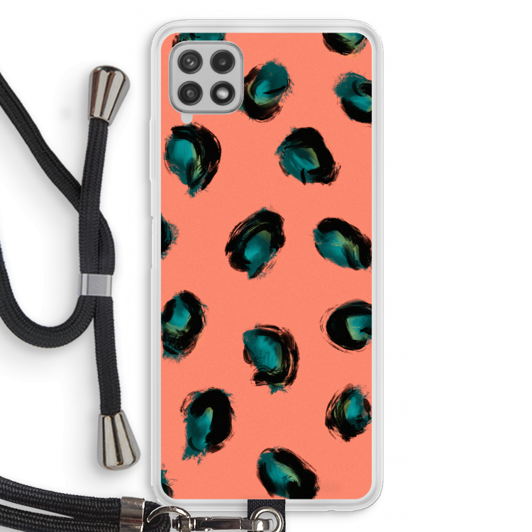 Pink Cheetah: Samsung Galaxy A22 4G Transparant Hoesje met koord