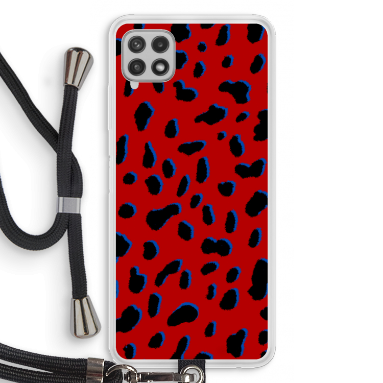 Red Leopard: Samsung Galaxy A22 4G Transparant Hoesje met koord