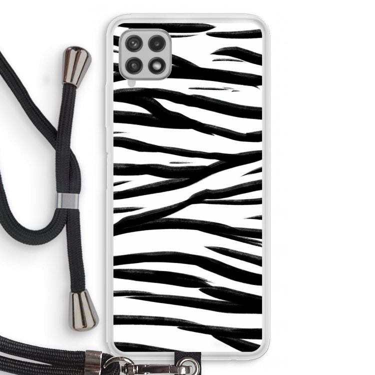 Zebra pattern: Samsung Galaxy A22 4G Transparant Hoesje met koord
