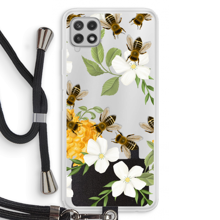 No flowers without bees: Samsung Galaxy A22 4G Transparant Hoesje met koord