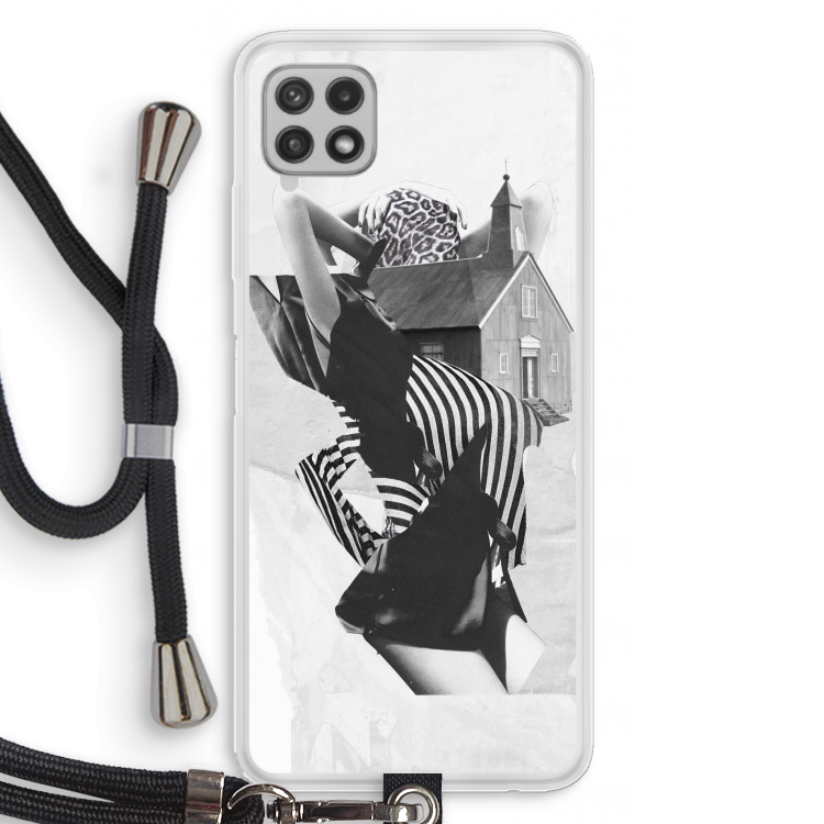 House: Samsung Galaxy A22 4G Transparant Hoesje met koord