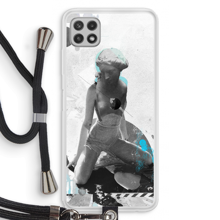 I will not feel a thing: Samsung Galaxy A22 4G Transparant Hoesje met koord