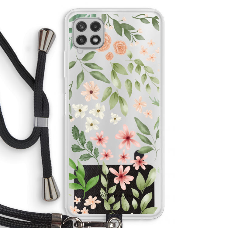 Botanical sweet flower heaven: Samsung Galaxy A22 4G Transparant Hoesje met koord