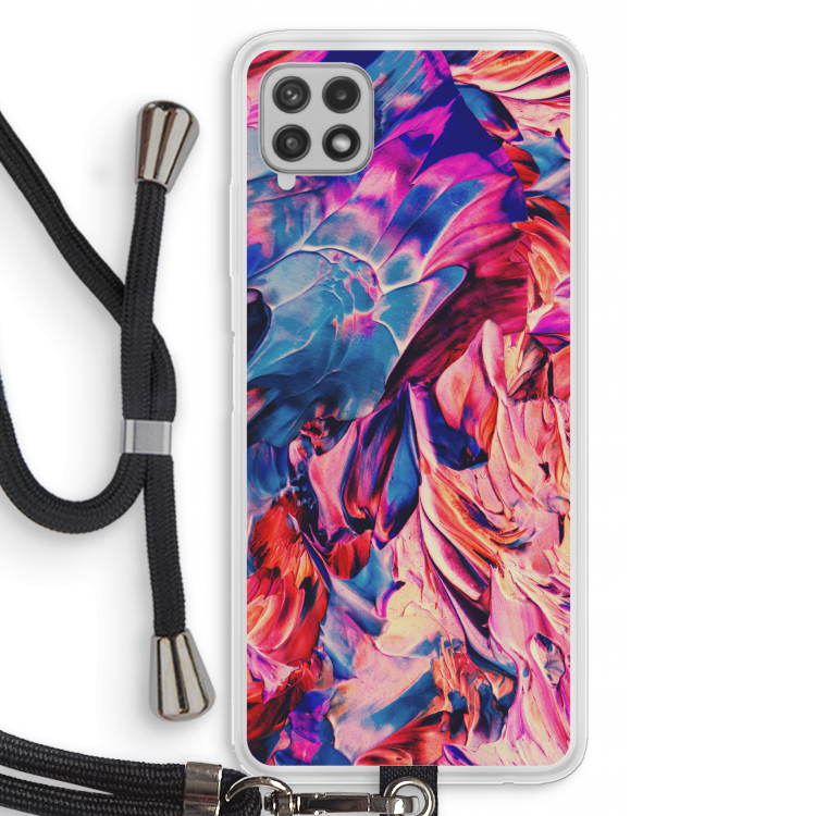 Pink Orchard: Samsung Galaxy A22 4G Transparant Hoesje met koord