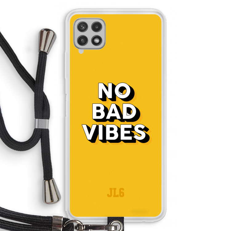 No Bad Vibes: Samsung Galaxy A22 4G Transparant Hoesje met koord