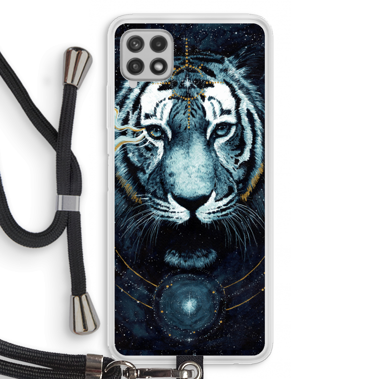 Darkness Tiger: Samsung Galaxy A22 4G Transparant Hoesje met koord