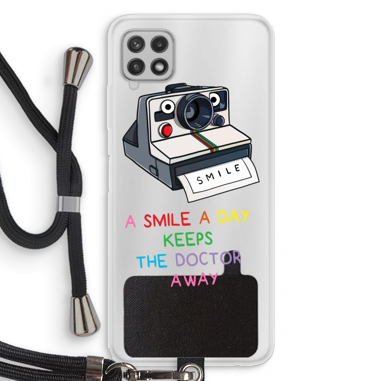 Smile: Samsung Galaxy A22 4G Transparant Hoesje met koord