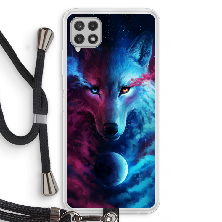 Where Light And Dark Meet: Samsung Galaxy A22 4G Transparant Hoesje met koord