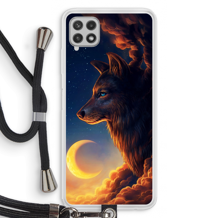 Night Guardian: Samsung Galaxy A22 4G Transparant Hoesje met koord
