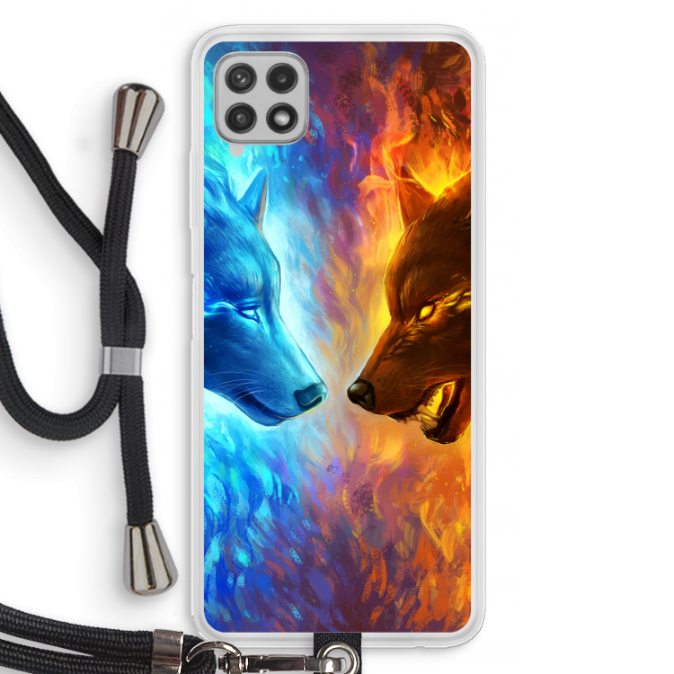 Fire & Ice: Samsung Galaxy A22 4G Transparant Hoesje met koord